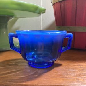 Vintage Imperial Glass Molly Blue Cobalt Opalescent Open Sugar